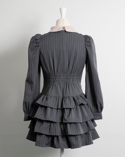 ヨーク切り替えティアードミニワンピース