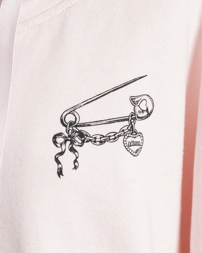 レースアップリボンプリントオーバーサイズパーカー