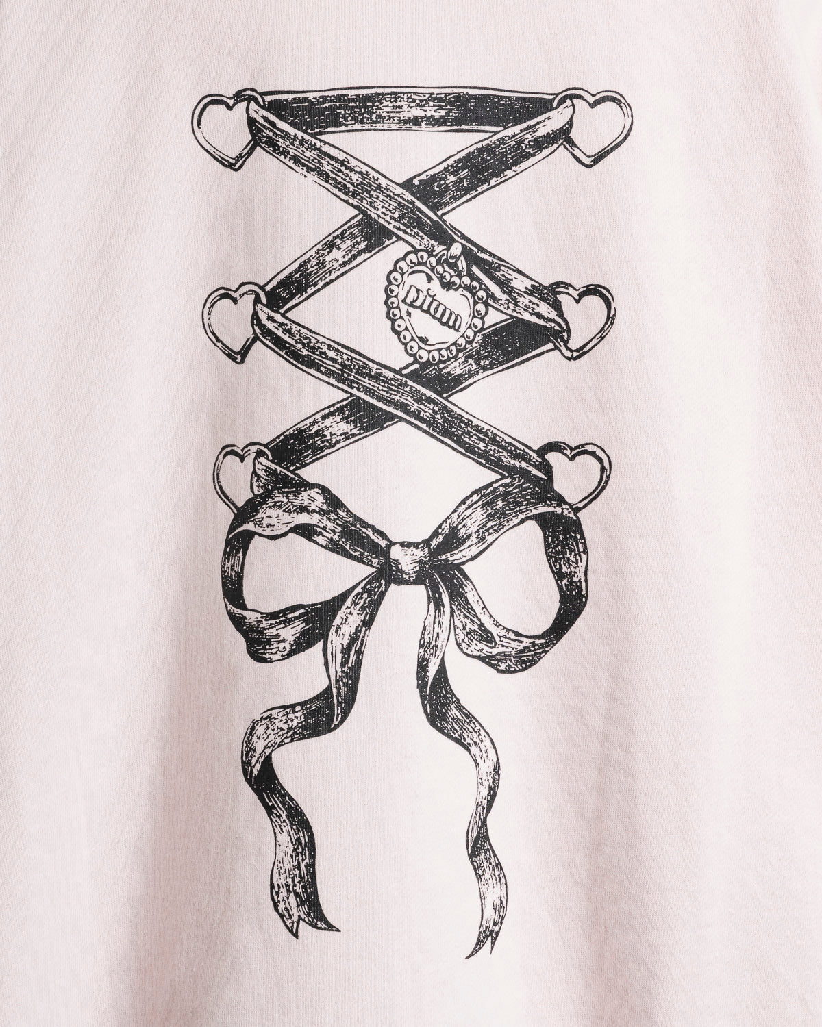 レースアップリボンプリントオーバーサイズパーカー