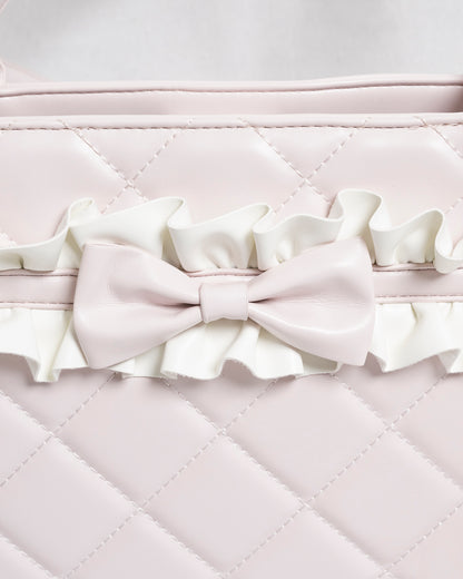 フロントフリルキルティングトート