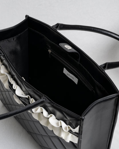 フロントフリルキルティングトート