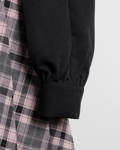 カットアウトレイヤードプリーツミニワンピ