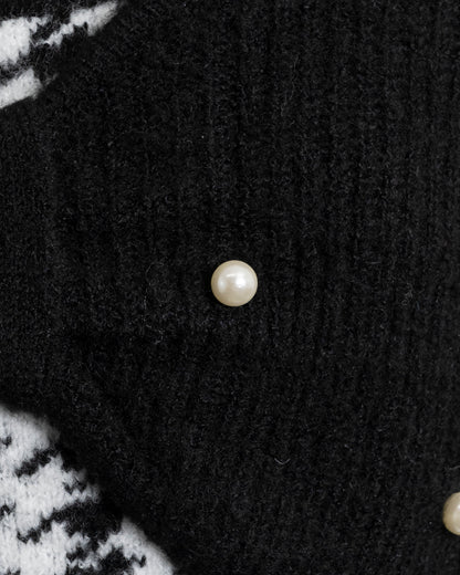 リボンレイヤード千鳥柄ニットワンピ