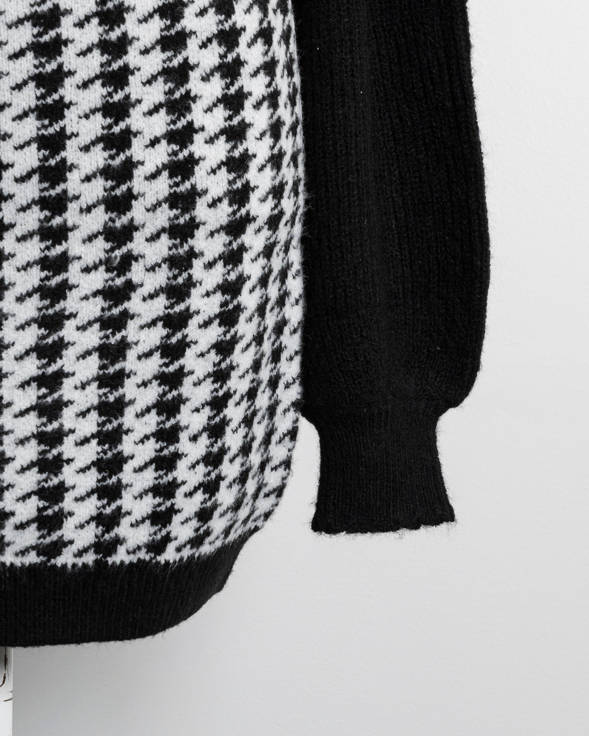 リボンレイヤード千鳥柄ニットワンピ