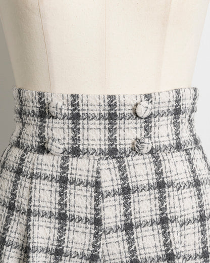 フロントボタンフレアミニスカパン