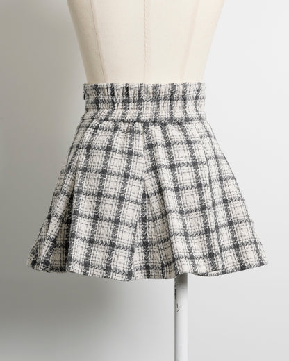 フロントボタンフレアミニスカパン