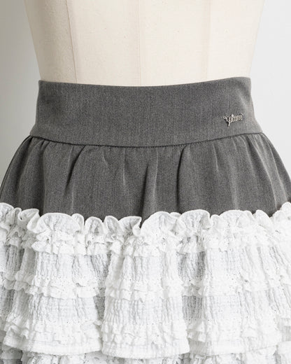 レースミックスティアードスカート