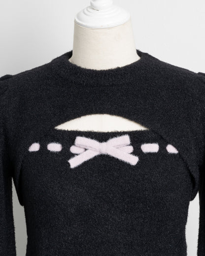 フロントリボンレイヤードマシュマロニット