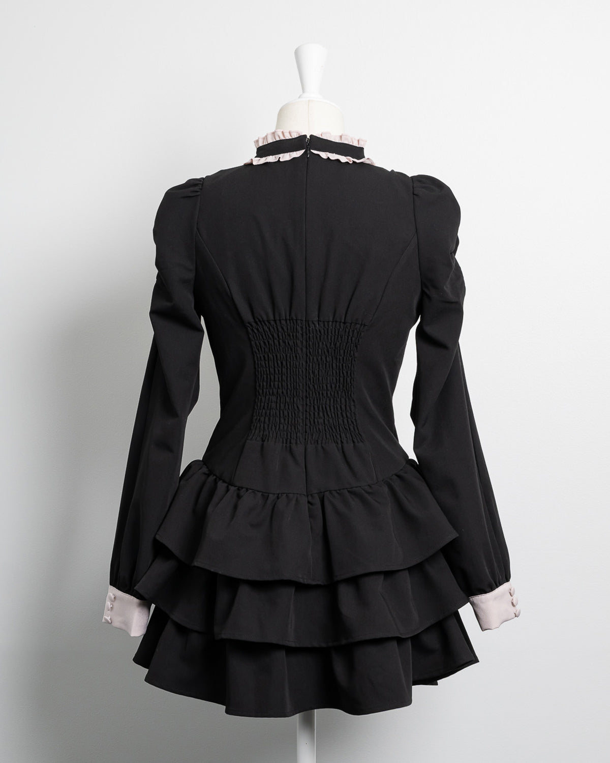 フロントリボンチョーカーティアードミニワンピ