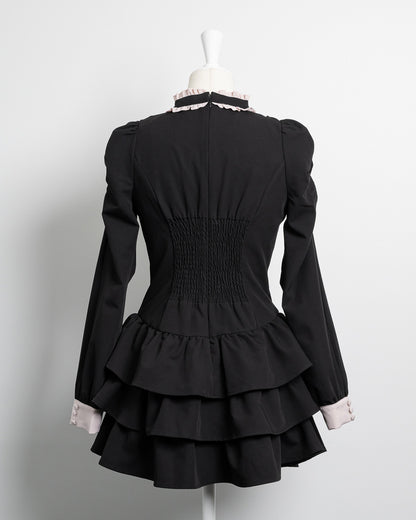 フロントリボンチョーカーティアードミニワンピ