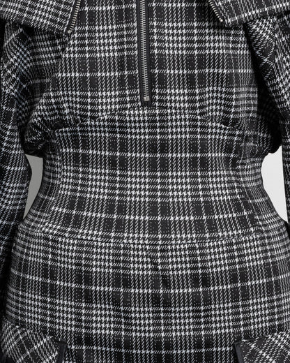 レースラインチェックカットワンピース
