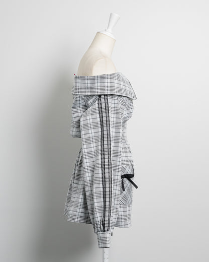 レースラインチェックカットワンピース