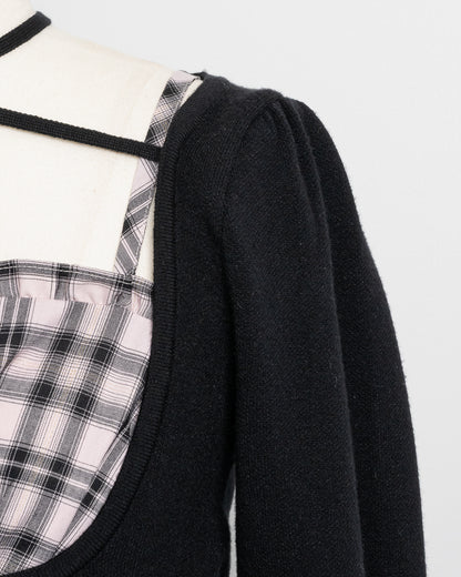 ビジューカーデ×チェックワンピセット