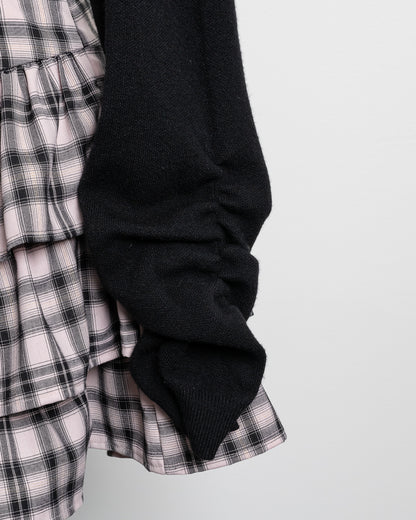 ビジューカーデ×チェックワンピセット