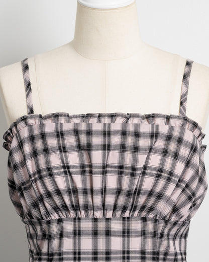 ビジューカーデ×チェックワンピセット