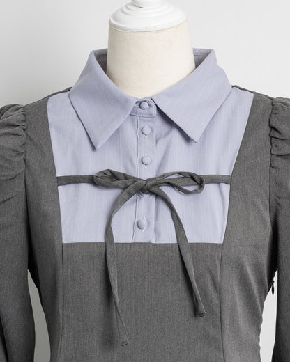 フロントリボンヨーク切替長袖セットアップ