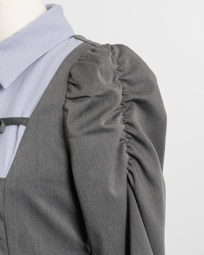 フロントリボンヨーク切替長袖セットアップ