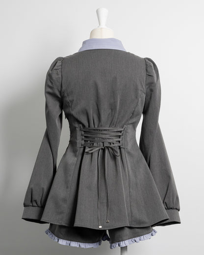 フロントリボンヨーク切替長袖セットアップ