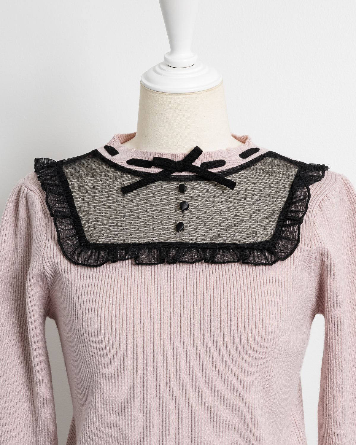 スクエアフリルドットチュールニット