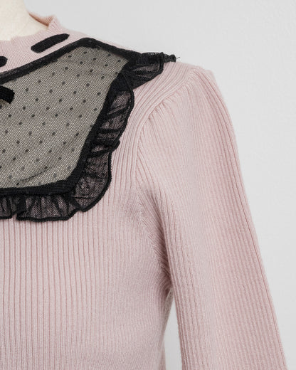 スクエアフリルドットチュールニット