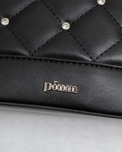 ハートポーチ付きビジューラウンドバッグ