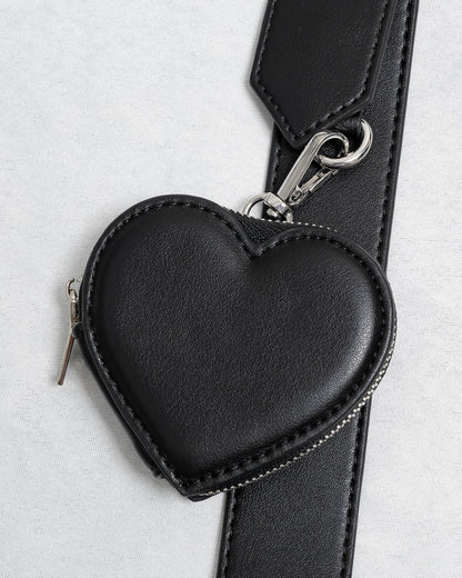 ハートポーチ付きビジューラウンドバッグ