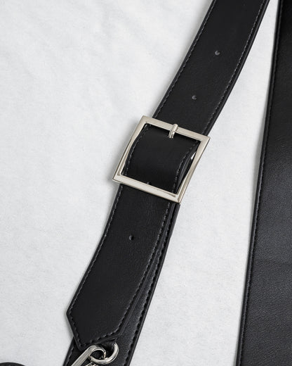 ハートポーチ付きビジューラウンドバッグ