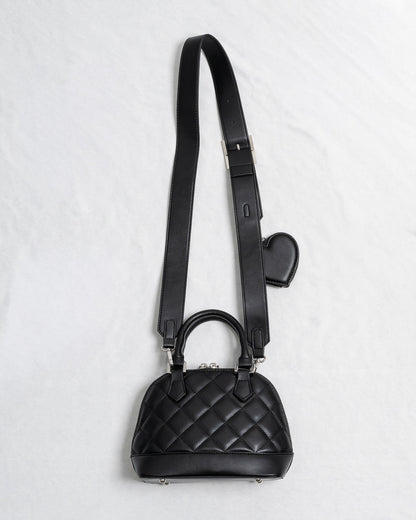 ハートポーチ付きビジューラウンドバッグ