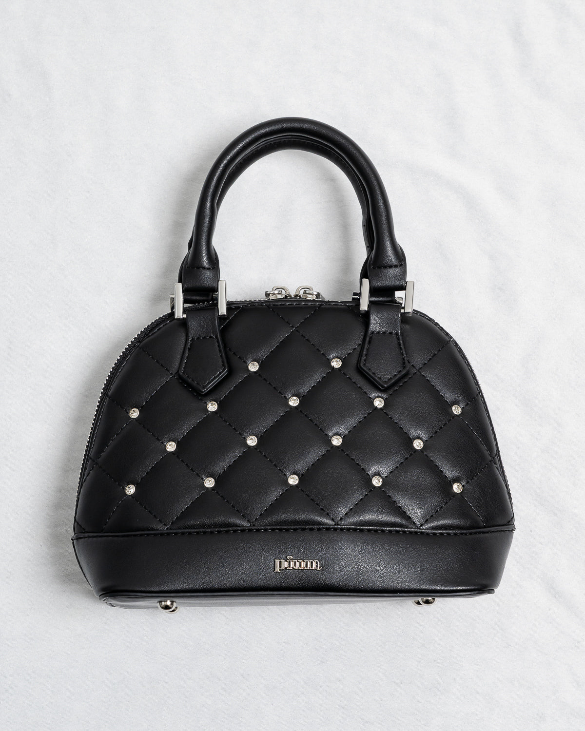 ハートポーチ付きビジューラウンドバッグ