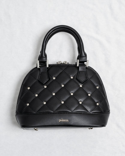 ハートポーチ付きビジューラウンドバッグ