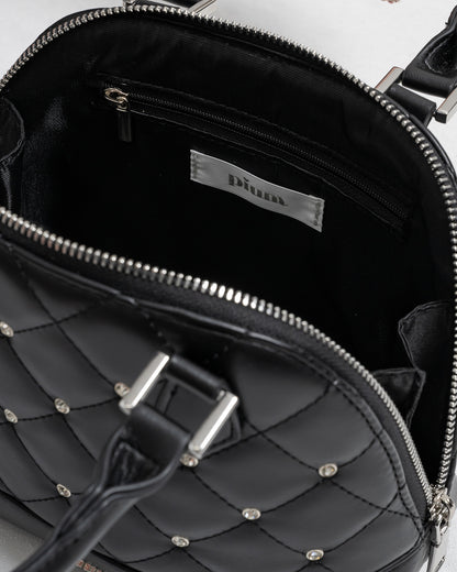 ハートポーチ付きビジューラウンドバッグ