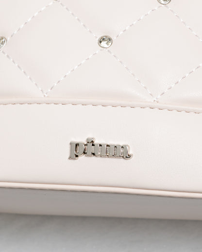 ハートポーチ付きビジューラウンドバッグ