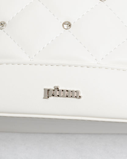 ハートポーチ付きビジューラウンドバッグ