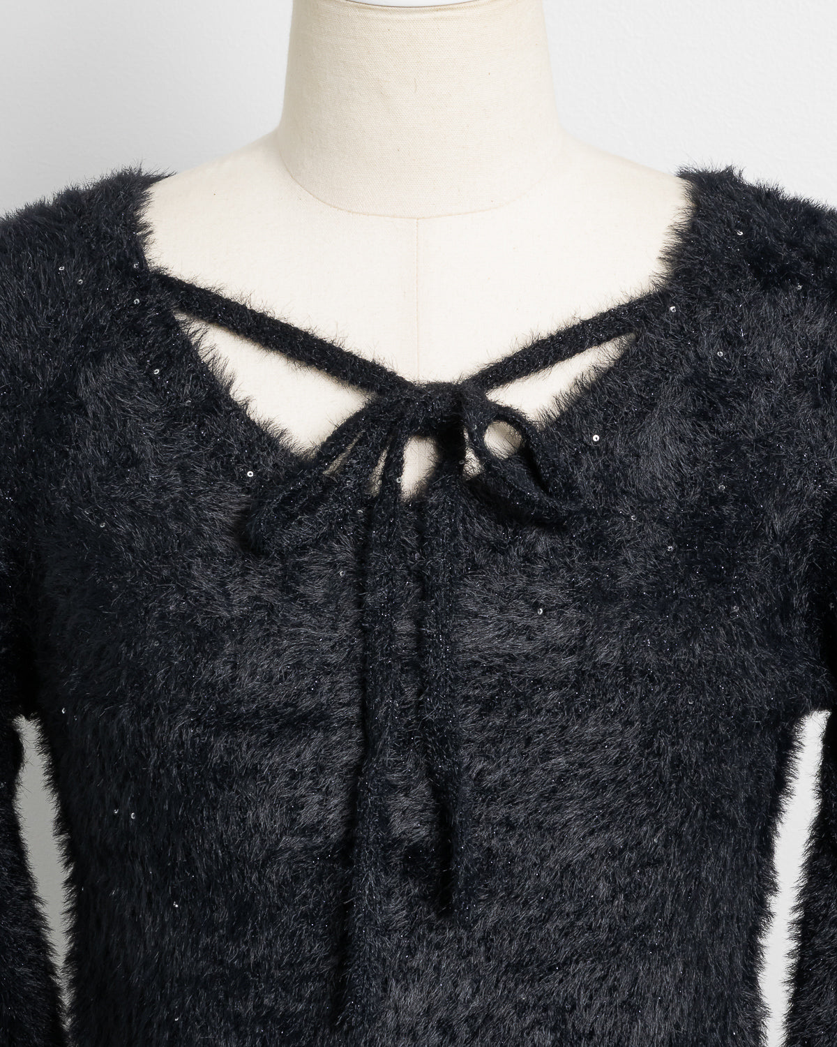 テープリボンラメフェザーニット