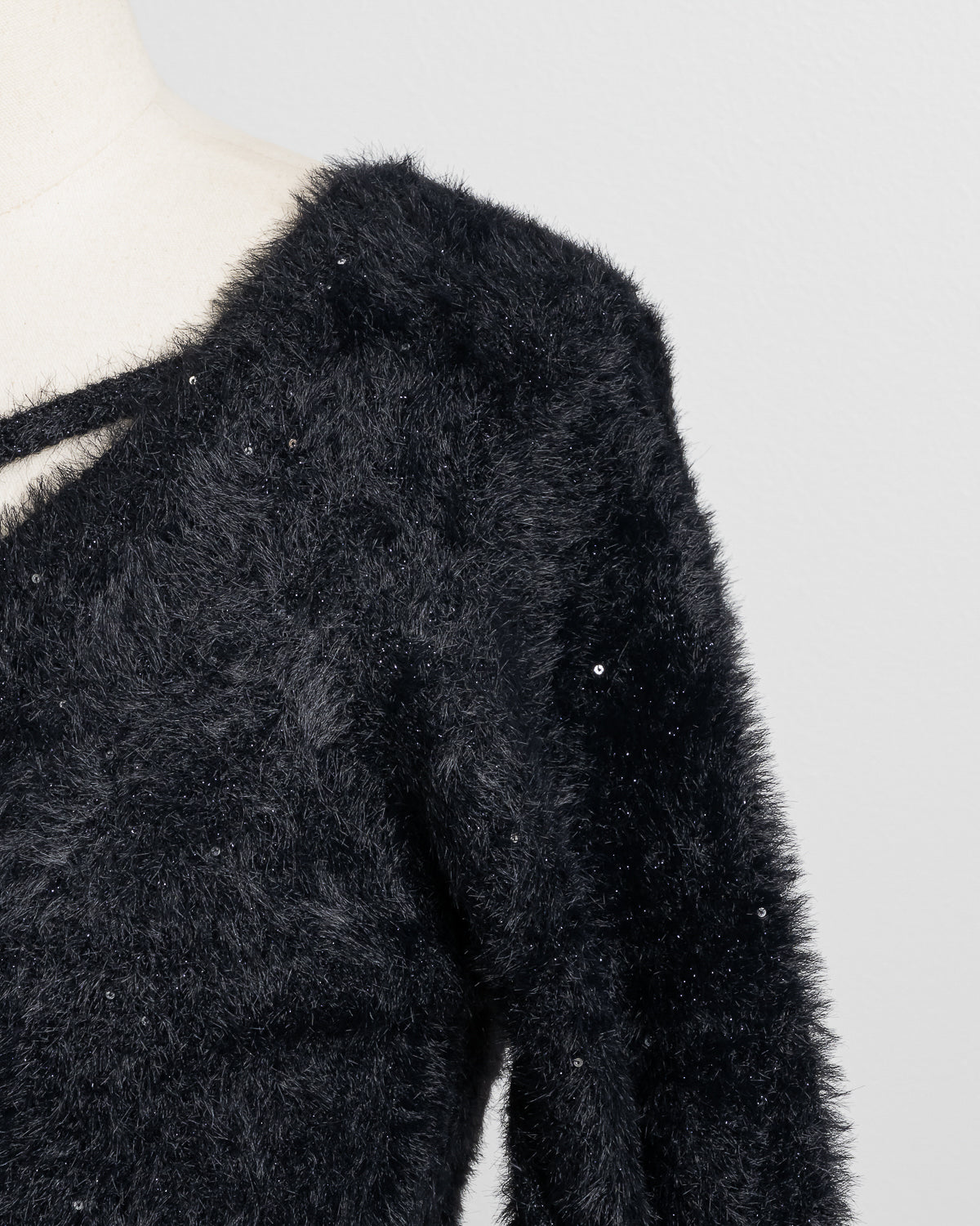 テープリボンラメフェザーニット