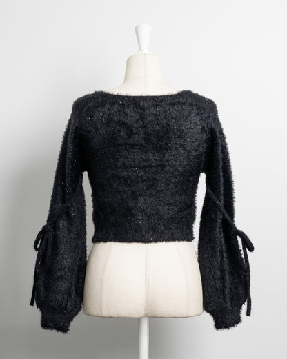 テープリボンラメフェザーニット