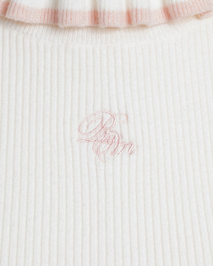 プチタートルフリルリブニットトップス