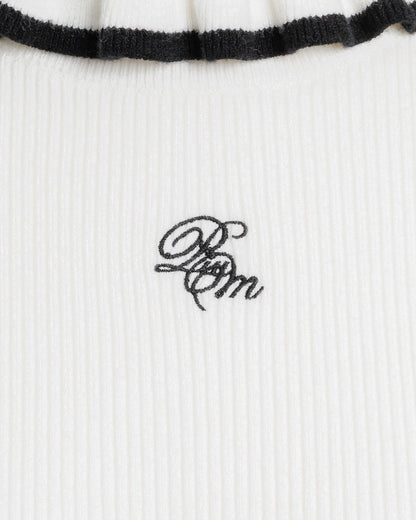 プチタートルフリルリブニットトップス