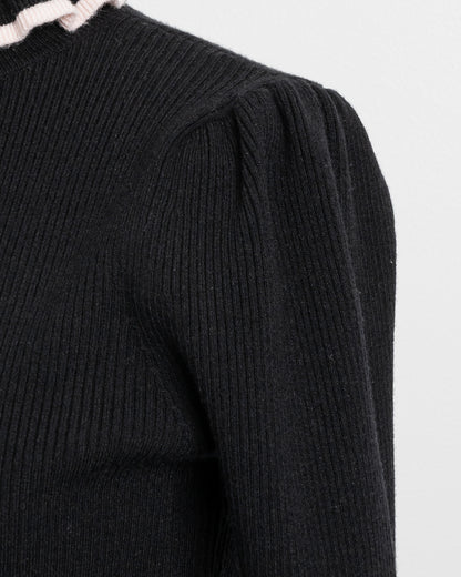 プチタートルフリルリブニットトップス