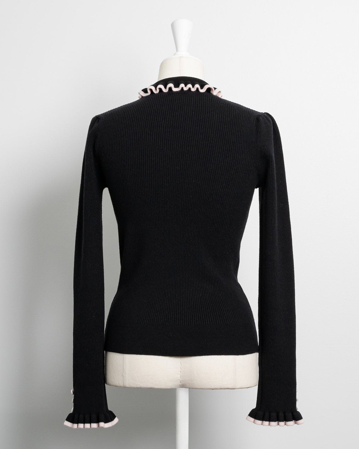 プチタートルフリルリブニットトップス