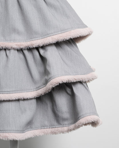 ファー付きティアードジャンパースカート