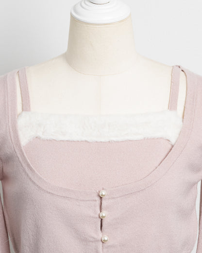 ファー付きキャミニットセット