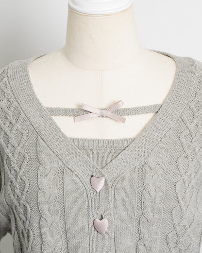 ケーブルカーディガン×キャミセット