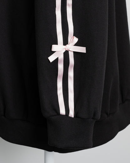 ビジューロゴリボンオーバーサイズスウェット