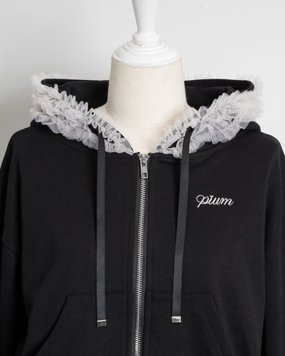 チュールフリルパーカーセットアップ