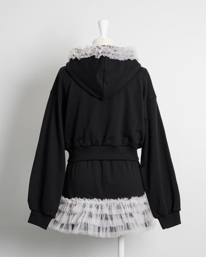 チュールフリルパーカーセットアップ