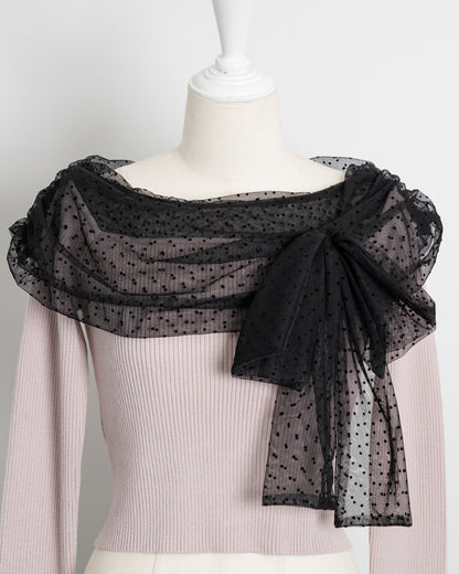 チュールリボンニット