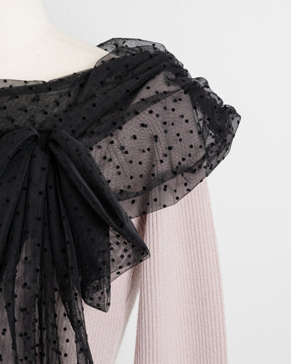 チュールリボンニット