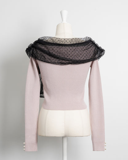 チュールリボンニット