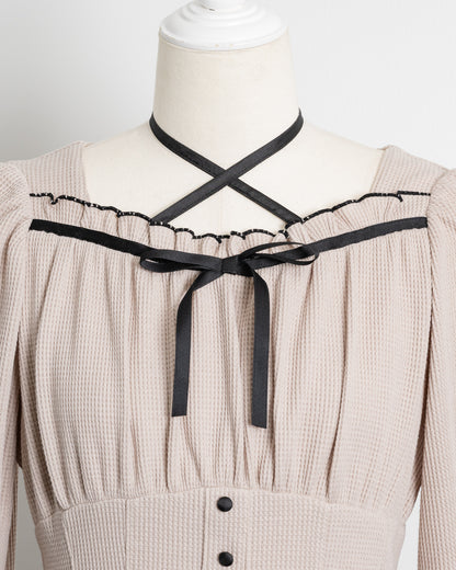 コルセットワッフルワンピース